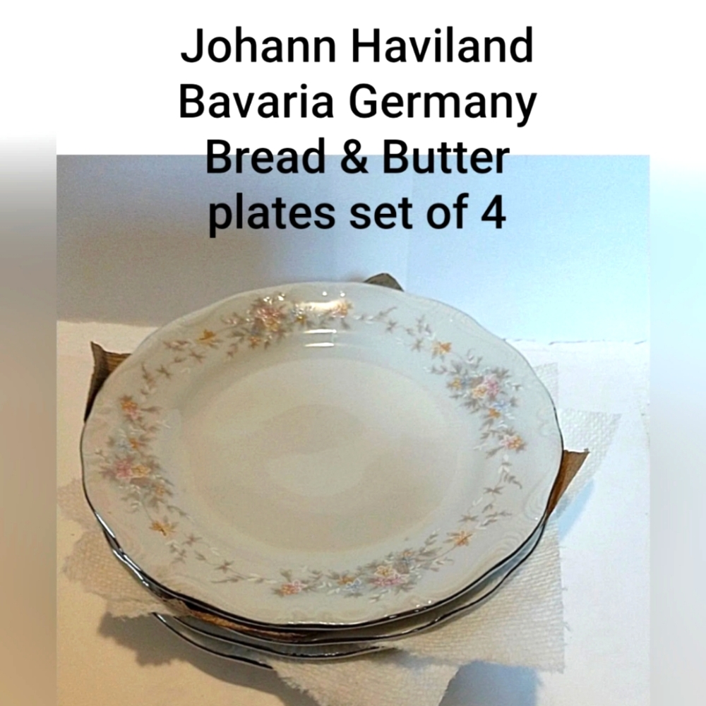Johann Haviland Bavaria Germany Floral Splendor Bread and Butter Plate, Set of 4